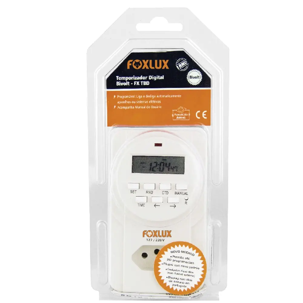 Timer Digital Bivolt Programável Foxlux