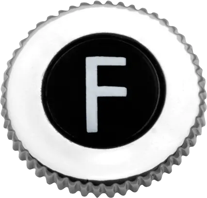 Botão F com Rosca Cromado com Fundo Preto para Volante Padrão Deca Blukit (ref. 100201)