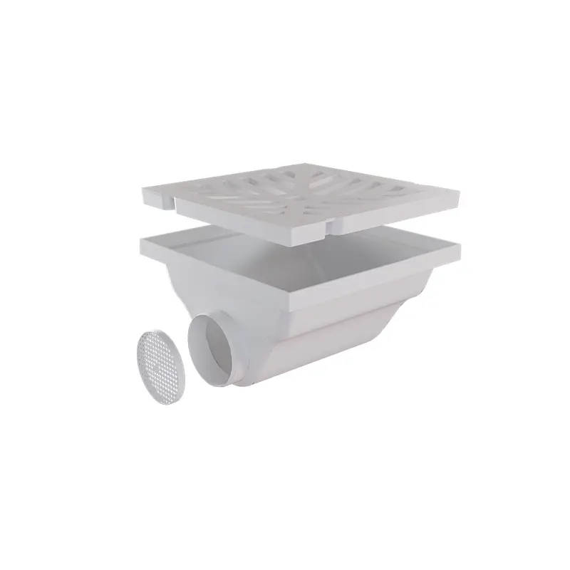 Caixa Coletora de Água Pluvial Quadrada 20 x 20 cm Branca com Grelha Estrela