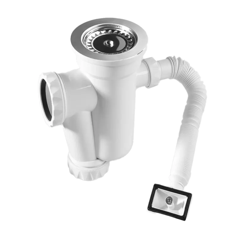 Válvula de Escoamento para Pia Inox 4.1/2" com Sifão Luxo Alta Vazão Pádova
