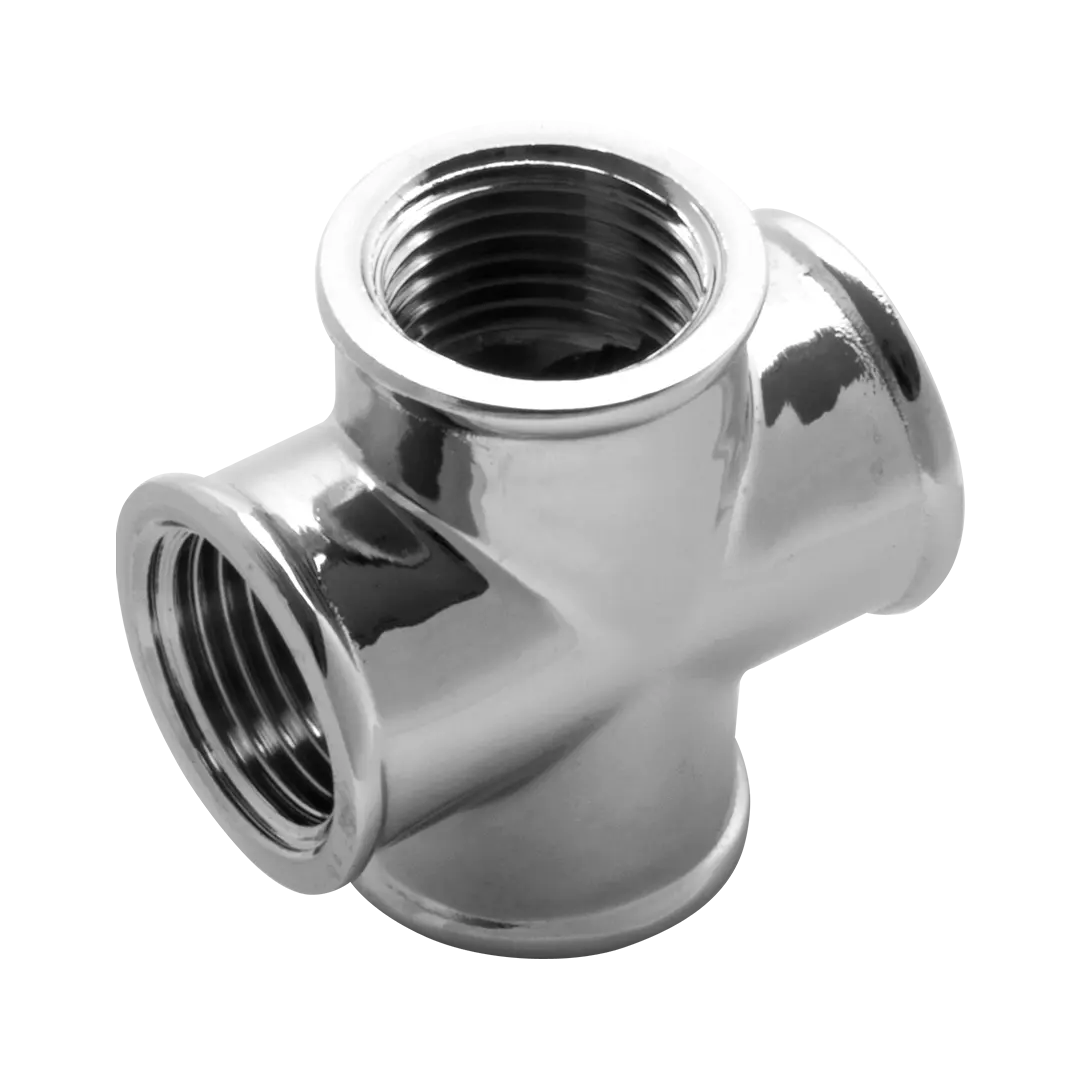 Cruzeta de Latão Cromado 1/2" com 4 Saídas Fêmea Blukit