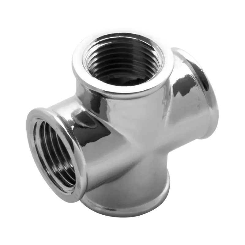 Cruzeta de Latão Cromado 1/2" com 4 Saídas Fêmea Blukit