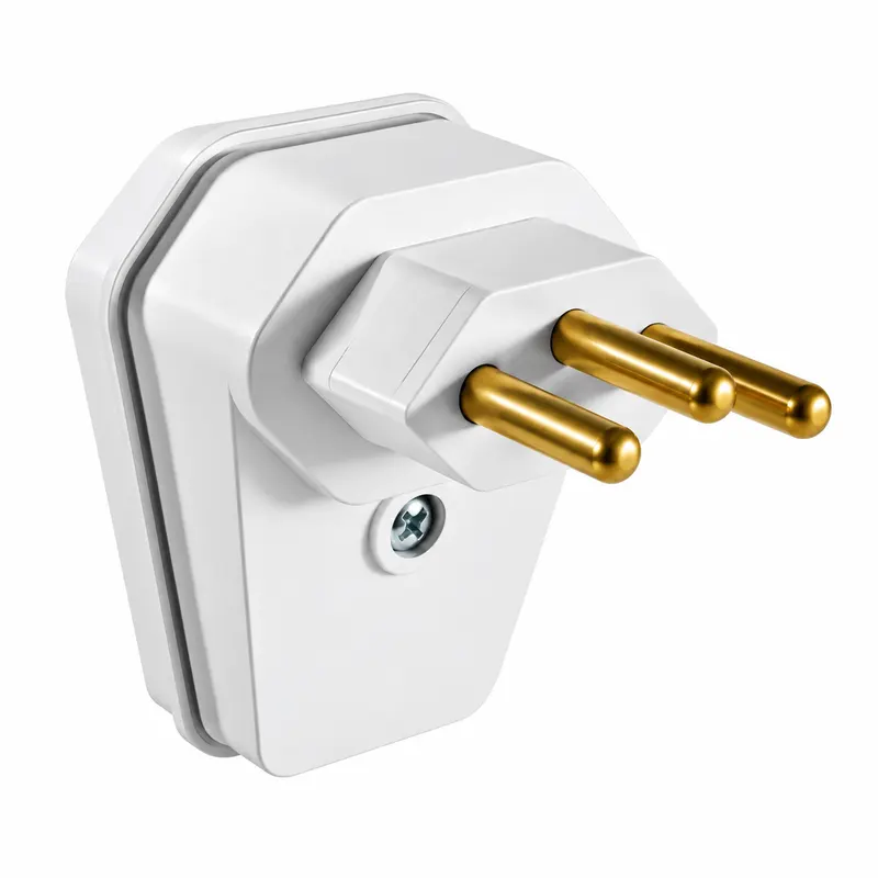 Plugue Macho 90° 2P+T 10A Branco MarGirius